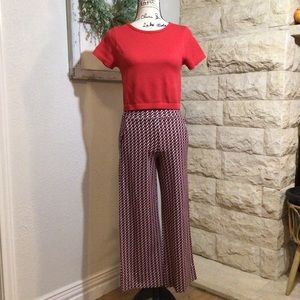 Cabi, crop, Kelly Wide Leg, Pants, Geometric Print, size M